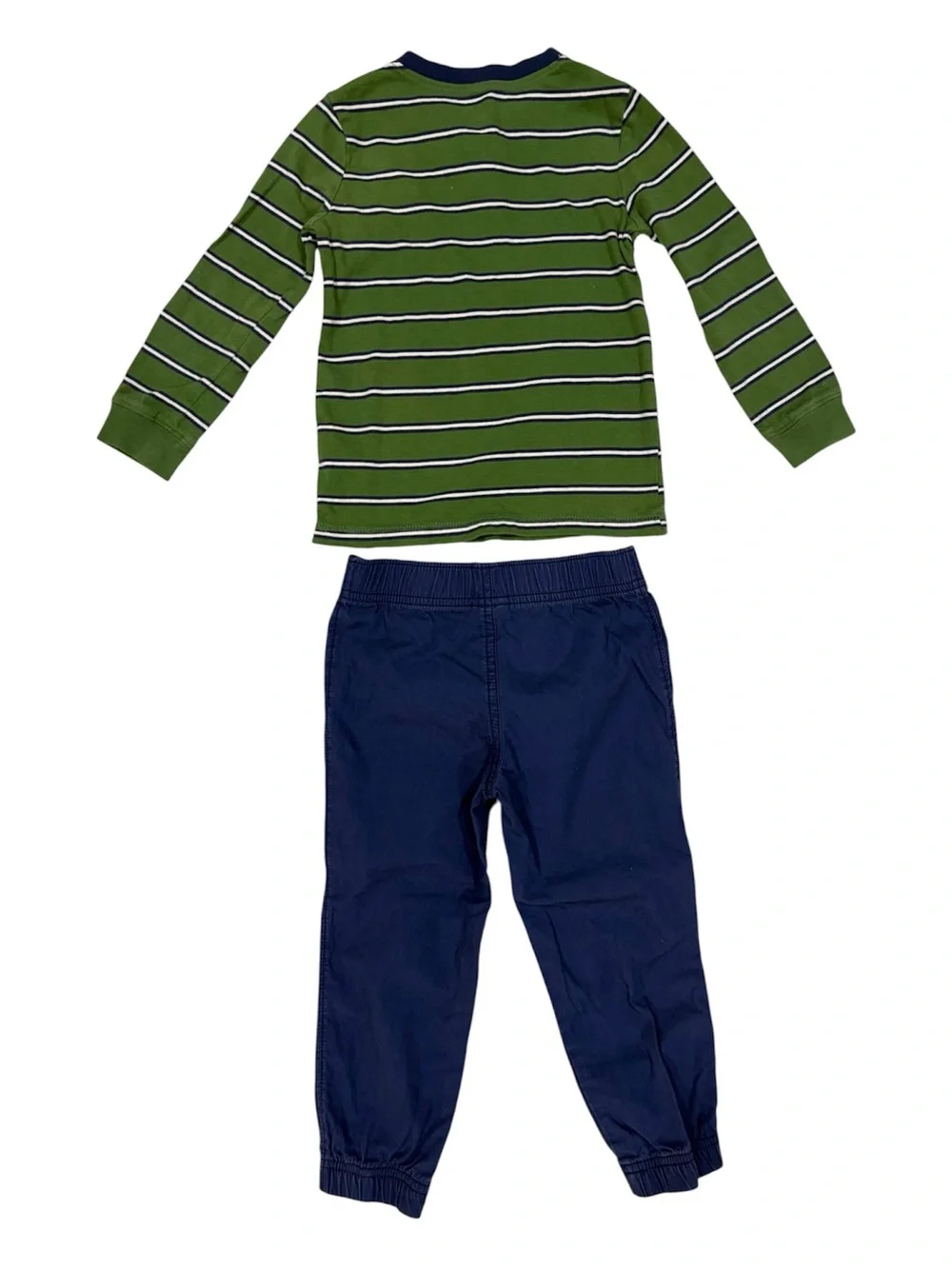 2 For $15 Carter's Striped Dino Henley Top & Navy Pants Outfit Set Size 3T